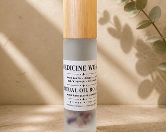 Medicine Woman Ritual Oil Roller | Palo Santo Essential Oil Blend | Meditation Oil | Spiritual Gift | Crystal Roller