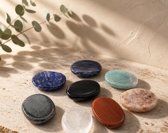 Natural Crystal Worry Stone | Polished Thumb for Meditation, Mindfulness (Choose Your Crystal)