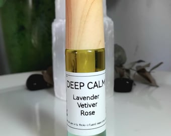 Deep Calm Essential Oil Roll On | Lavender Vetiver Rose Blend | Aromatherapy Roller | Relaxation Oil | Meditation Blend | 10ml