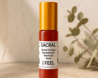 Sacral Chakra Essential Oil Roller | Sweet Orange, Rose, Patchouli, Sandalwood Blend (10ml)