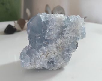 Natural Blue Celestite Crystal Cluster | Raw Celestine Mineral Specimen | Madagascar Crystal