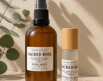 Sacred Rose Aura Mist & Oil Roller Set | Aromatherapy Ritual Bundle