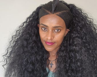 Habesha Braided wig, Eritrean hair style, Ethiopian hair extensions, gift for mothers.