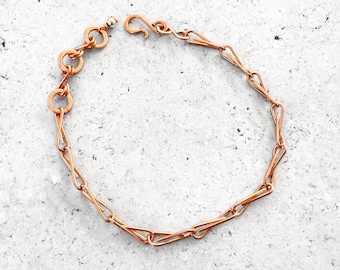 Handmade Copper Paperclip Bracelet, Chain Link Minimal Stacking Jewelry