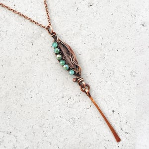 Handmade Copper Leaf Pendant Necklace | Boho Ocean-inspired Jewelry on Pure Copper Chain
