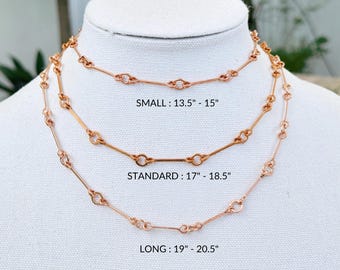 Hand Forged Pure Copper Necklace, Hammered Bar Link Chain, Industrial Layering Jewelry