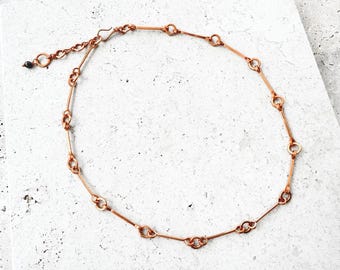 Handmade Copper Link Choker, Industrial Layering Necklace