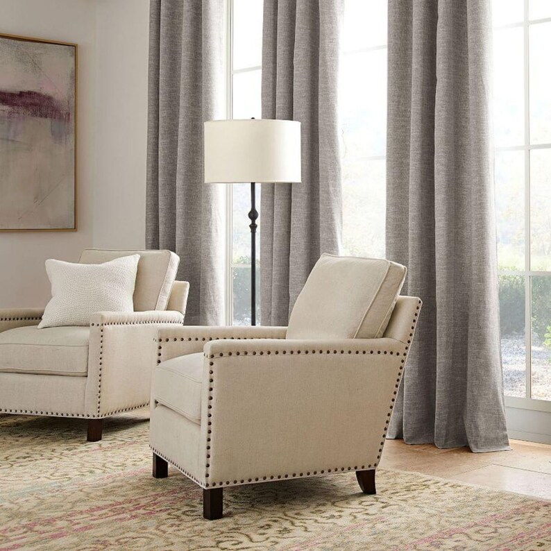 Organic Linen Curtains Back Tab With 100 Blackout Lining Etsy