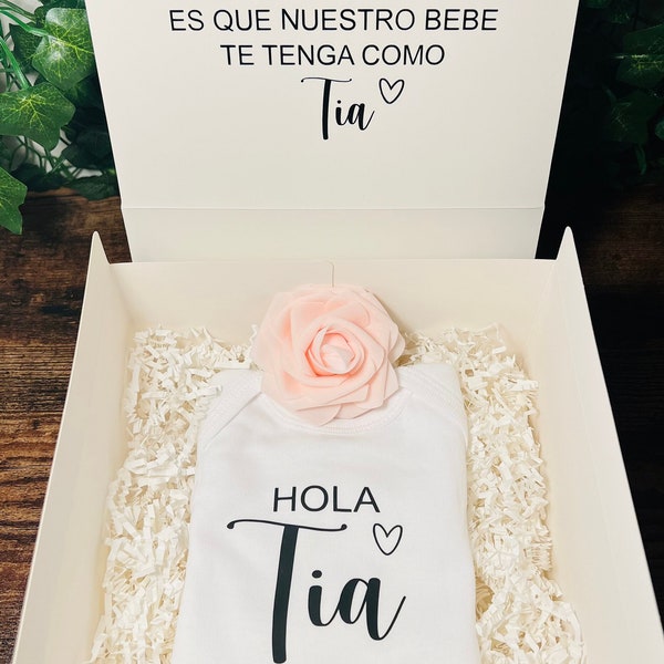 Schwangerschaftsankündigungsgeschenkbox: "Body ""Hola Tia""."
