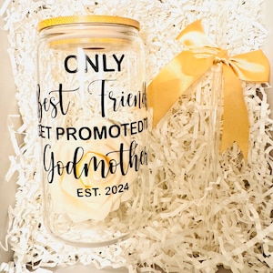 Only best friends get promoted to godmother, godmother proposal, godmother tumbler, godmother gift, godmother glass, baptism gift