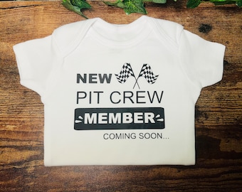 New Pit Crew Member Bodysuit: Pregnancy Announcement Bodysuit