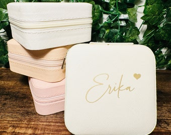 Caixa de joias personalizada, porta-joias de viagem, caixa de joias personalizada, presente para madrinha, presente para noiva, presentes para festa de casamento, presentes para aniversário dela