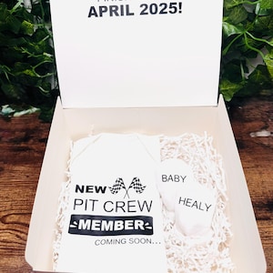 Babyankündigung für neues Grubencrewmitglied, Nascar-Babyankündigung, Nascar-Schwangerschaftsankündigung, Schwangerschaftsankündigung für Ehemann, neues Baby