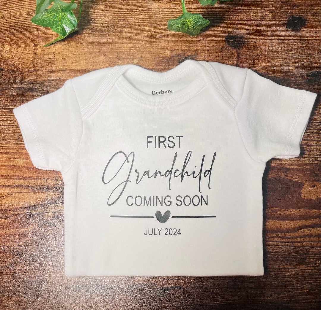 First Grandchild Coming Soon Onesie First Grandchild Etsy