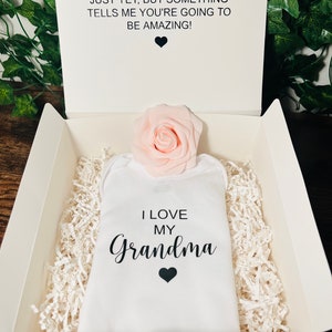 I love my grandma, grandparent baby announcement, surprise grandma, I love my grandma bodysuit, custom pregnancy announcement, auntie