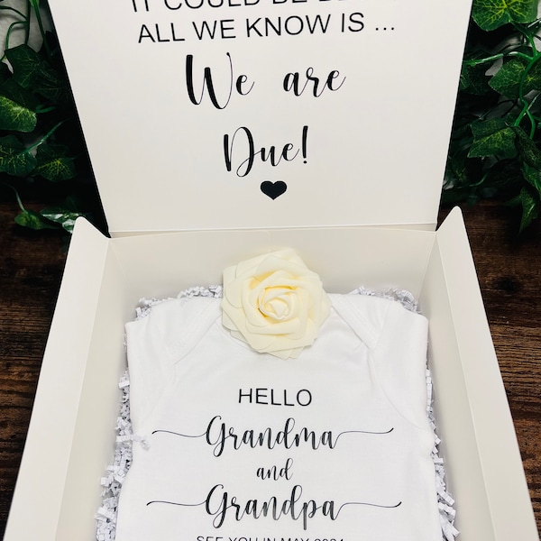 Hello Grandma & Grandpa baby announcement, Baby announcement box, Grandparents baby announcement, Baby reveal surprise box