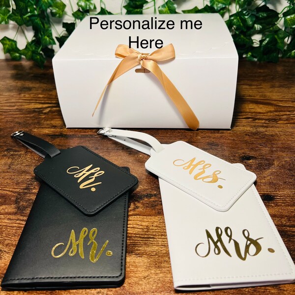 Mr and Mrs gift, Wedding gifts, Passport holders, personalized passport holders, personalized gifts for bride and groom,his and hers luggage