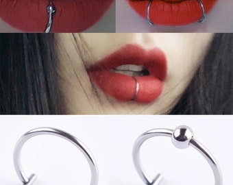Extra Thick Lip Ring, No Piercing,Coachella jewelry, lip hugger, minimalist,Fake Piercing Ear Nose Hoops Unisex Women Septum Body Jewelry