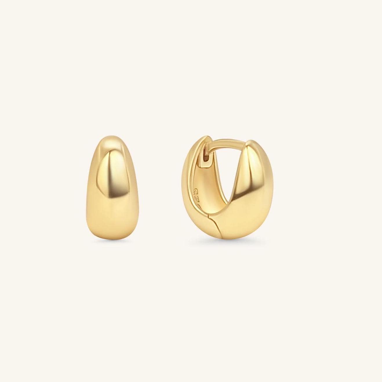 Gold Vermeil Dome Huggie Earrings, 10mm Small Bold Huggies, Tiny Huggie Earrings, Everyday Minimalist Hoops, Lightweight Hoops, Gift for Her