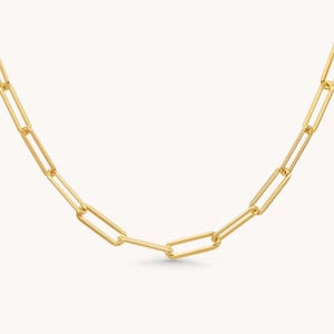 Collana con catena a graffetta in oro 14k, collana con graffetta in oro, collana a strati massiccia, collana a catena delicata