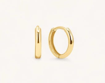 14k Solid Gold Small Huggies Hoop Earrings, 10mm, 12mm Cartilage Jewelry