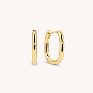 18k Gold Oval Geometric Huggie Hoops, Small Hoop Earrings, Minimalist Dainty Hoops, Gold Hoop Earrings, Small Gold Huggies, Gift for Her