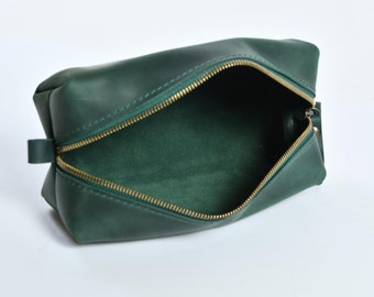 Bolso de cuero de la bolsa del bolso del artículo de tocador del bolso cosmético de cuero para la caja de cuero del equipo de artículos de tocador del baño del equipo de Dopp de los hombres