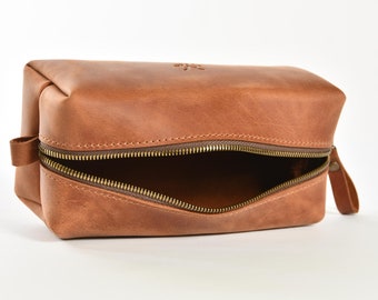 Bolso cosmético de cuero del bolso de la bolsa del artículo de tocador para el bolso de cuero del baño del equipo de Dopp de los hombres