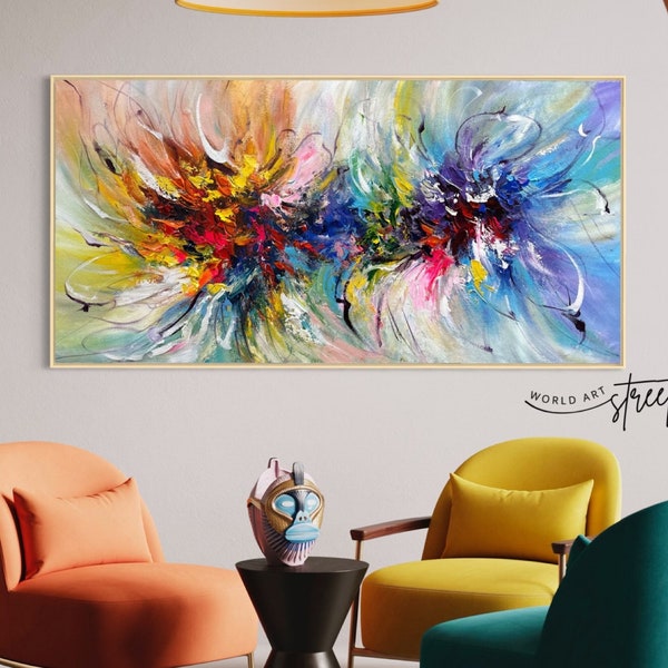 Original Colorful Abstract Painting Extra Large Wall Art Textured Canvas Art Abstract Art Abstract Canvas Art Master Bedroom Wall Decor Art