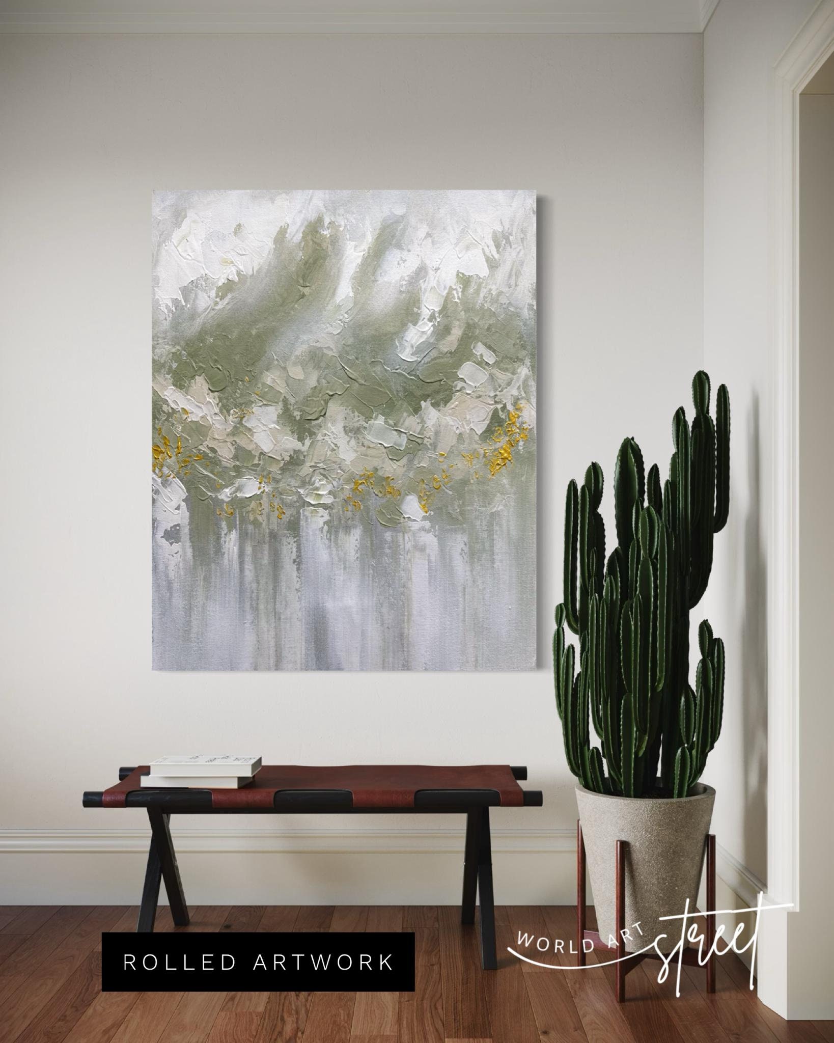 Golden Mist Abstract Landscape Painting: Textured Acrylic Art - Etsy