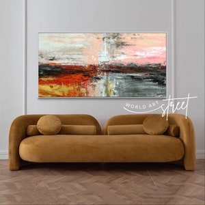 Red and Black Extra Large Wall Art Decor Hand Painted Modern Texture ...