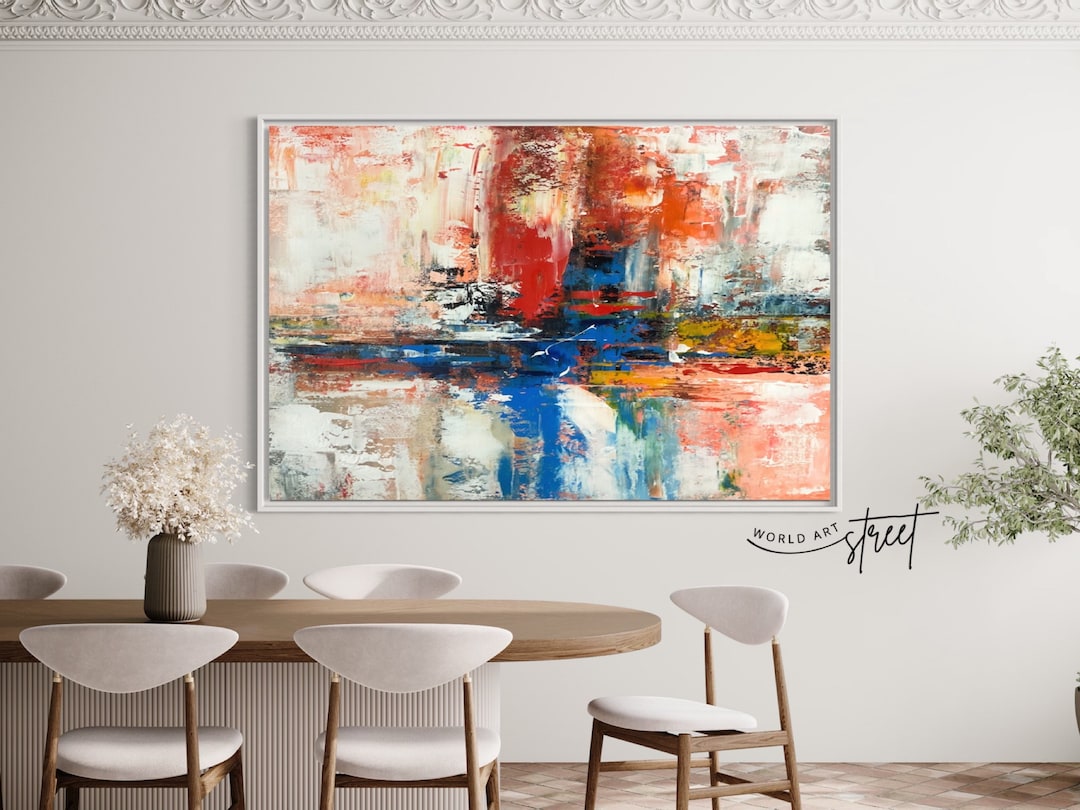 Original Orange Abstract Painting: Large Acrylic Canvas Wall Art - Etsy