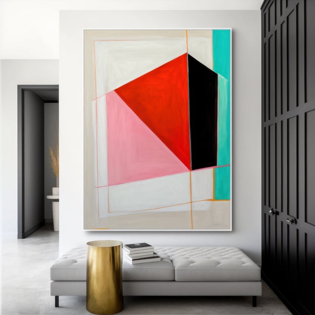 Handmade Abstract Color Block Painting: Geometric Wabi Sabi Art - Etsy