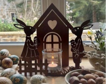 Porte-bougie / Photophore métal marron