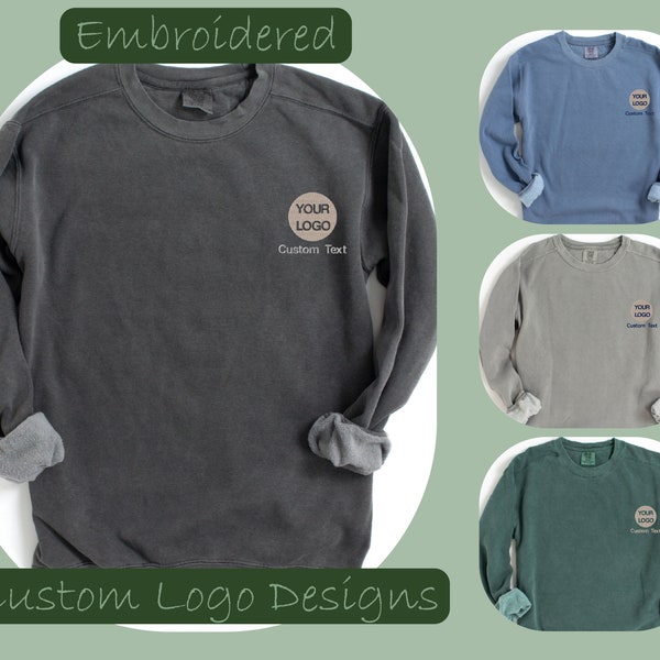 Custom Embroidery Logo Sweatshirts Etsy
