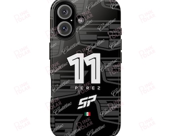 Funda para teléfono Sergio Pérez F1 Racing: protección de doble capa para iPhone y Samsung