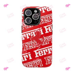 Ferrari Formula One Red and white Tough Phone Case for iPhone and Samsung | Minimalistic | F1 Gift Idea| FREE Phone Grip