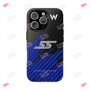 Carlos Sainz CS55 Formula One sporty Carbon Fiber Tough Phone Case for iPhone and Samsung | Minimalistic | F1 Gift Idea| FREE Phone Grip