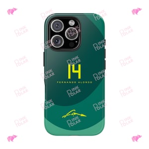 Fernando Alonso F1 Tough Phone Case, iPhone, Samsung, Aston Martin Formula One team, FA14 , Elegant, Formula 1 gifts | FREE Phone Grip
