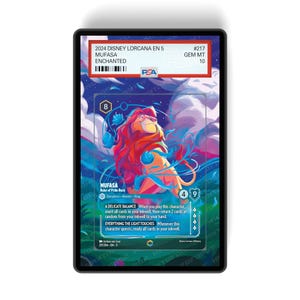 Mufasa - Gobernante de Pride Rock (Encantado) Capítulo 5 - Estuche para cartas con clasificación PSA CSG AGS Exhibición de ilustraciones extendida con protección GradeGuardian