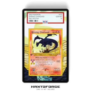 Estuche para cartas de Charizard Luminoso 107/105 - Tamaño PSA, con ilustraciones extendidas y protección GradeGuardian