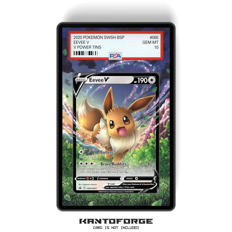 Eevee V SWSH065 - PSA Size Graded Card Case Extended Artwork Display with GradeGuardian Protection image 1