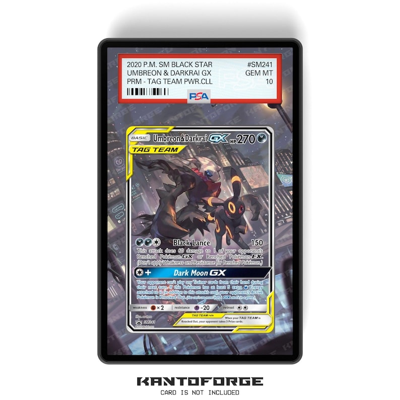 Umbreon y Darkrai GX SM241 - Estuche para cartas con clasificación de tamaño PSA, diseño extendido con protección GradeGuardian imagen 1
