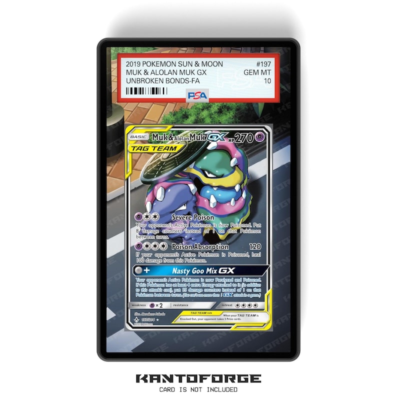 Muk & Alolan Muk GX 061/214 - PSA Size Graded Card Case Extended Artwork Display with GradeGuardian Protection image 1