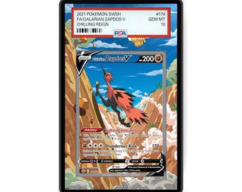 Galarian Zapdos V 174/198 - PSA Size Graded Card Case Extended Artwork Display with GradeGuardian Protection