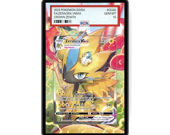Zeraora VMAX GG42/GG70 - Porte-cartes gradué au format PSA, grand écran d'affichage pour oeuvres d'art avec protection GradeGuardian
