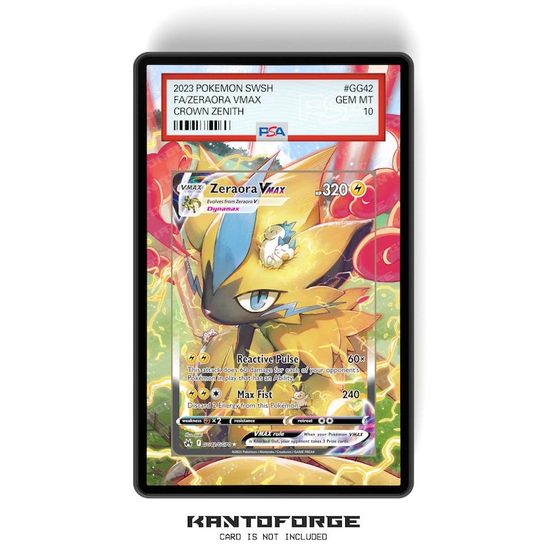 Zeraora VMAX GG42/GG70 - PSA Size Graded Card Case Extended Artwork Display with GradeGuardian Protection image 1