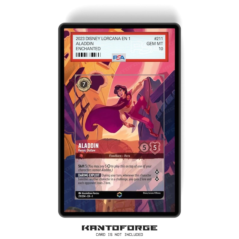 Aladdin - Heroic Outlaw (Enchanted) Capitolo 1 - PSA CSG AGS Custodia per carte classificata Espositore per opere d'arte esteso con protezione GradeGuardian immagine 1