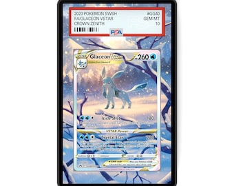 Glaceon VSTAR GG40/GG70 - PSA Size Graded Card Case Extended Artwork Display with GradeGuardian Protection