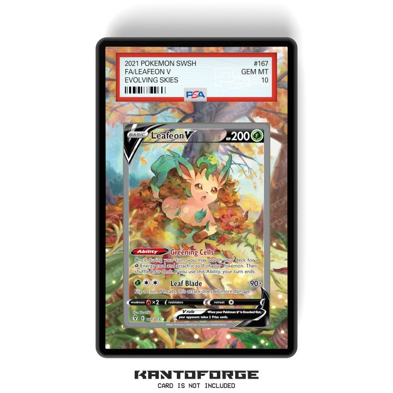 Leafeon V 167/203 - PSA Size Graded Card Case Extended Artwork Display with GradeGuardian Protection image 1